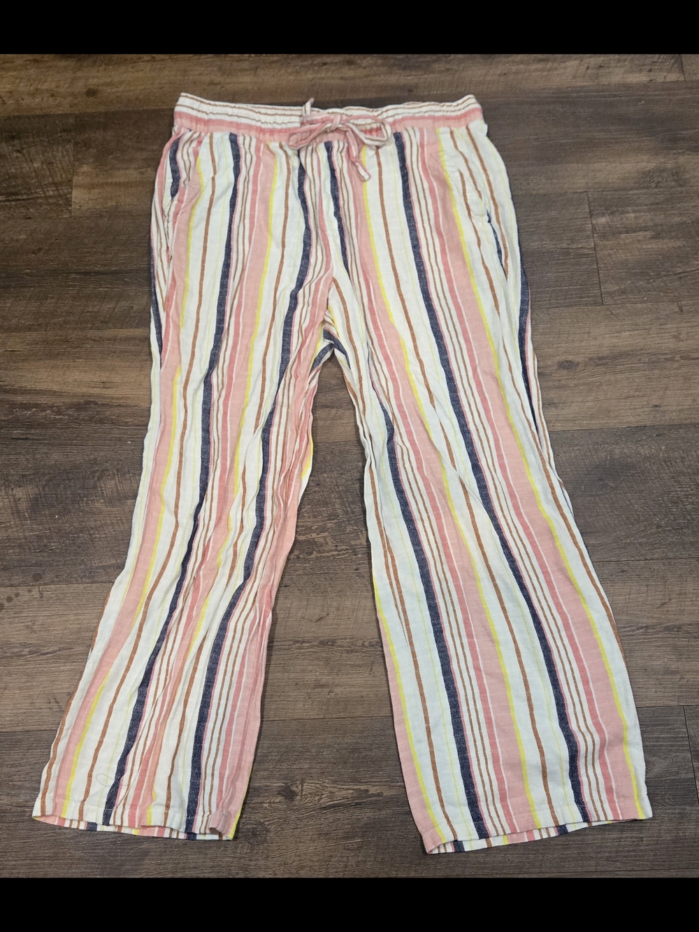 Old Navy Striped Multicolor Linen Blend Lounge Pants
